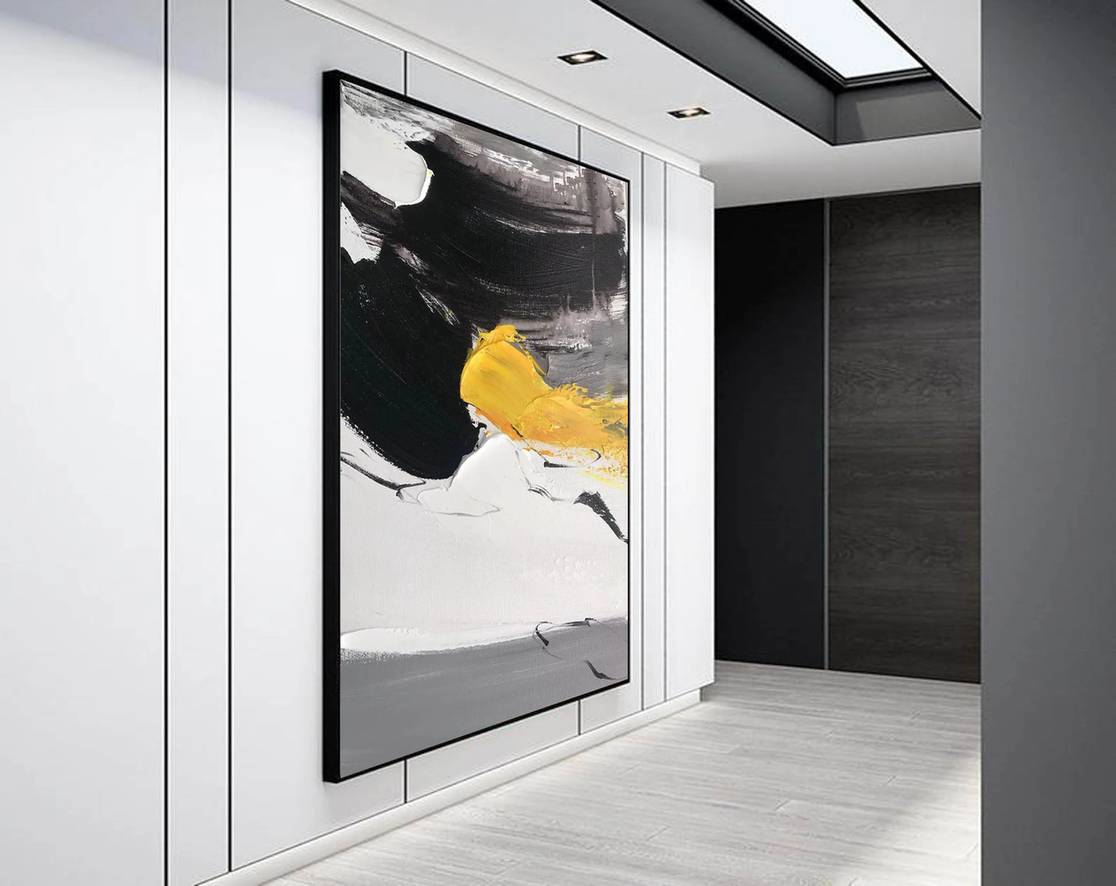 Minimalist Gray Office Abstract Canvas Artwork D2AX7 wall art